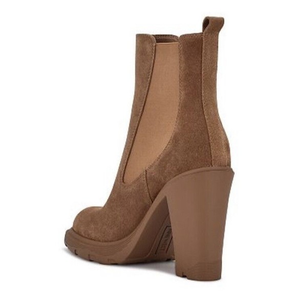 Nine West - REAM Chelsea Heeled Booties US 6.5 M NIB Medium Textile Upper Brown - Picture 3 of 5